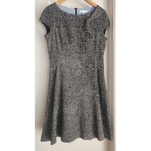 Paule Ka Dress Size 44 Shift Black White Mixed Media Bow Cotton Blend Retro Chic